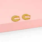 Irregular Circle Wrinkles Pattern Stainless Steel Earring - Image 4