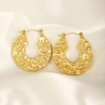 Irregular Circle Wrinkles Pattern Stainless Steel Earring