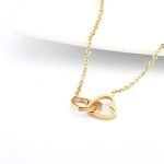 Double Heart Stainless Steel Gold Plated Pendant Necklace - Image 2