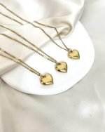 Golden Solid Heart Stainless Steel Pendant Necklace - Image 4
