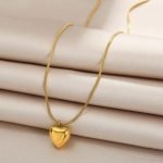 Golden Solid Heart Stainless Steel Pendant Necklace - Image 3