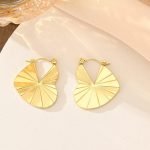 Golden Heart Wrinkles Pattern Stainless Steel Earring - Image 5