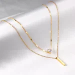 Minimal Geometric Zircon Necklace