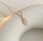 Titanium Flora Leaf minimal design Pendant Necklace - Image 2