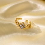 Zircon Bloom Gold Electroplated Adjustable Ring