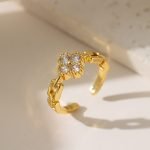 Zircon Bloom Gold Electroplated Adjustable Ring - Image 3