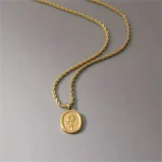 Floral Charm Coin Pendant Necklace - Image 4