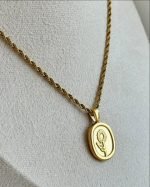 Floral Charm Coin Pendant Necklace - Image 3