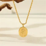 Floral Charm Coin Pendant Necklace - Image 2