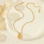 Floral Charm Coin Pendant Necklace - Image 5