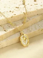 Ornate Roselight Radiance Pendant Necklace ( White ) - Image 10