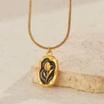 Ornate Roselight Radiance Pendant Necklace (Black Edition)