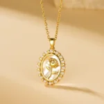 Pearl Rose Medallion Pendant Necklace - Image 6