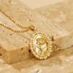 Pearl Rose Medallion Pendant Necklace - Image 3