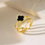 Midnight Clover Glow Adjustable Ring - Image 3