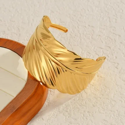 Gilded Feather Bold Cuff Bracelet