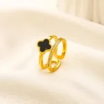Midnight Clover Glow Adjustable Ring