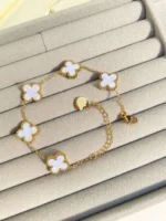 White Lucky Clover Bracelet - Image 4