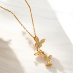 Golden Flutter Wings Pendant Necklace