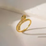 Emerald Eyes Serpent Spark Adjustable Ring - Image 2