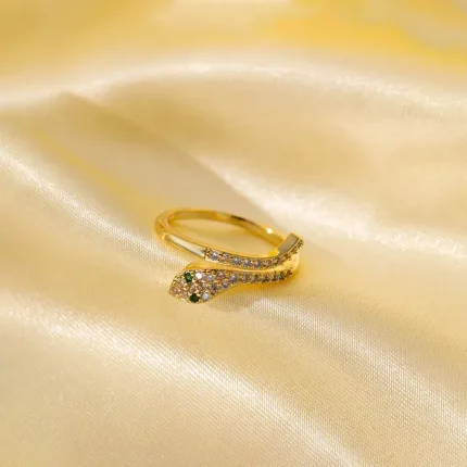 Emerald Eyes Serpent Spark Adjustable Ring