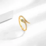 Emerald Eyes Serpent Spark Adjustable Ring - Image 4