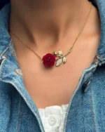 Roselia Crimson Velvet Necklace - Image 4