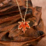 Autumn Flame Leaf Necklace - Image 2