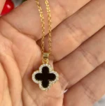 Crystal Noir Clover Necklace - Image 3
