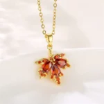 Autumn Flame Leaf Necklace