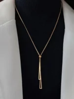 Lariat Tie Twin Drop Necklace - Image 6