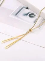 Lariat Tie Twin Drop Necklace - Image 4