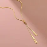 Lariat Tie Twin Drop Necklace - Image 3