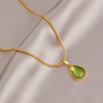 Peridot Drop Pendant Necklace - Image 2