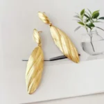 Ray Leaf Linear Drops Earring - Image 4