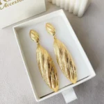 Ray Leaf Linear Drops Earring - Image 2