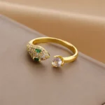 Emerald Viper Open Band Adjustable Ring - Image 3