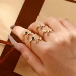 Flora Jade Pearl Adjustable Ring - Image 2