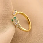 Emerald Viper Open Band Adjustable Ring - Image 2
