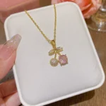 Pink Cherry Blossom Pendant Necklace - Image 3