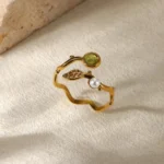 Flora Jade Pearl Adjustable Ring