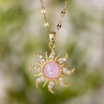 Celestial Blush Sun Pendant Necklace - Image 5