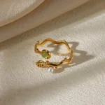 Flora Jade Pearl Adjustable Ring - Image 3
