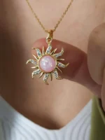 Celestial Blush Sun Pendant Necklace - Image 4