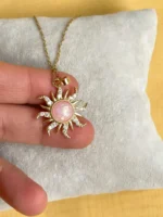 Celestial Blush Sun Pendant Necklace - Image 6