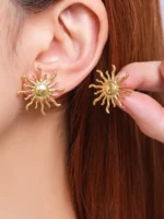 Auric Sun Ray Stud Earrings - Image 4