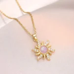 Celestial Blush Sun Pendant Necklace - Image 3