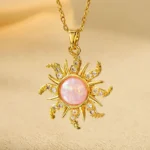 Celestial Blush Sun Pendant Necklace