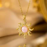 Celestial Blush Sun Pendant Necklace - Image 2