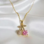 Pink Cherry Blossom Pendant Necklace